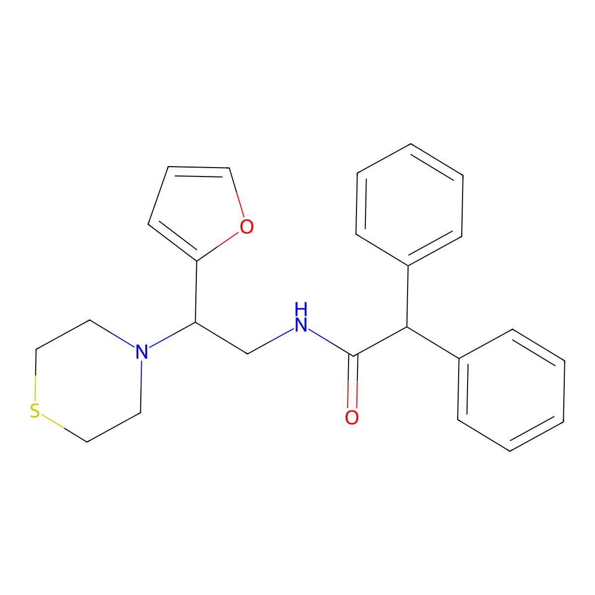 N-(2-(furan-2-yl)-2-thiomorpholinoethyl)-2,2-diphenylacetamide molecular structure, CAS 2034571-79-2