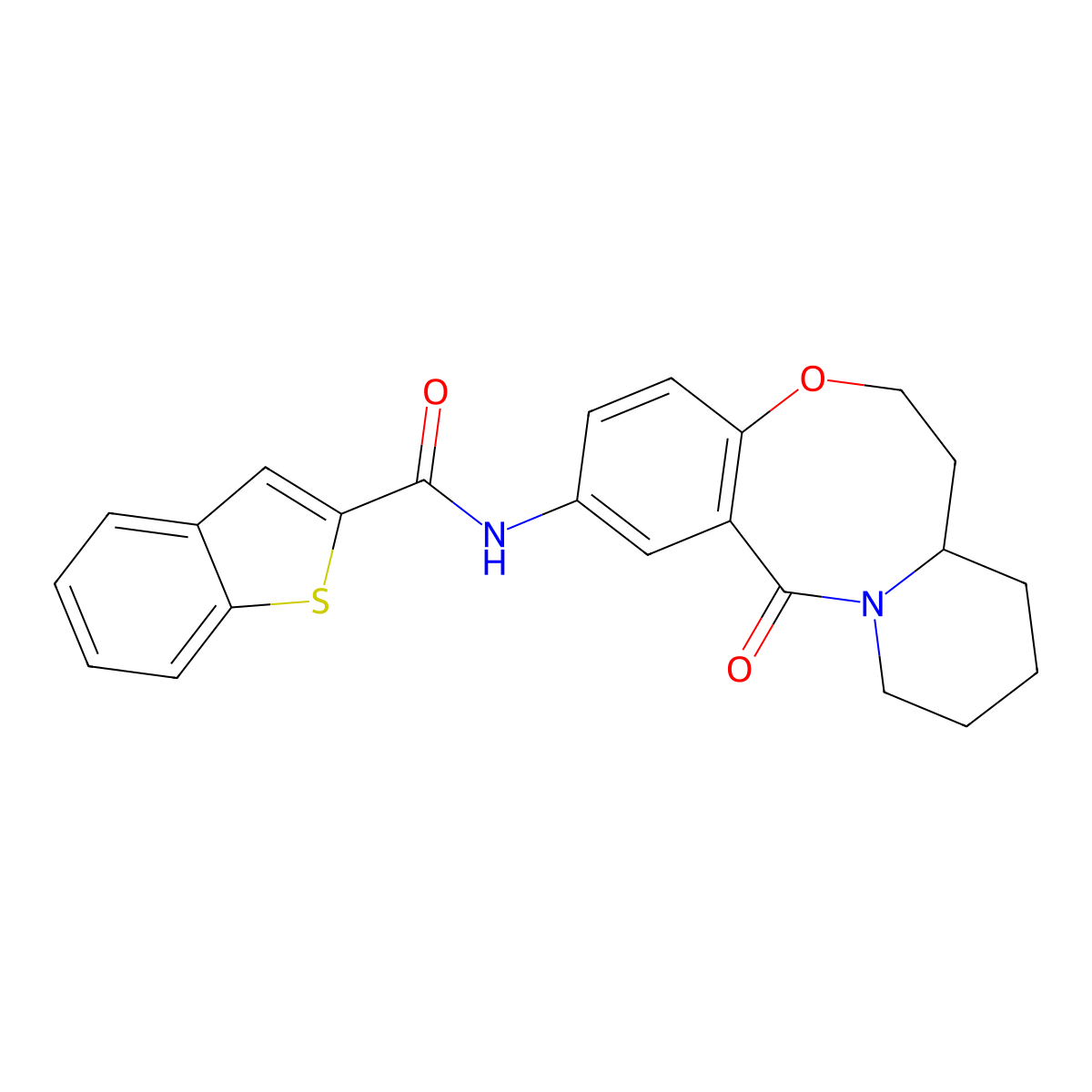 N-{2-oxo-9-oxa-1-azatricyclo[10.4.0.0^{3,8}]hexadeca-3,5,7-trien-5-yl}-1-benzothiophene-2-carboxamide molecular structure, CAS 2034571-85-0