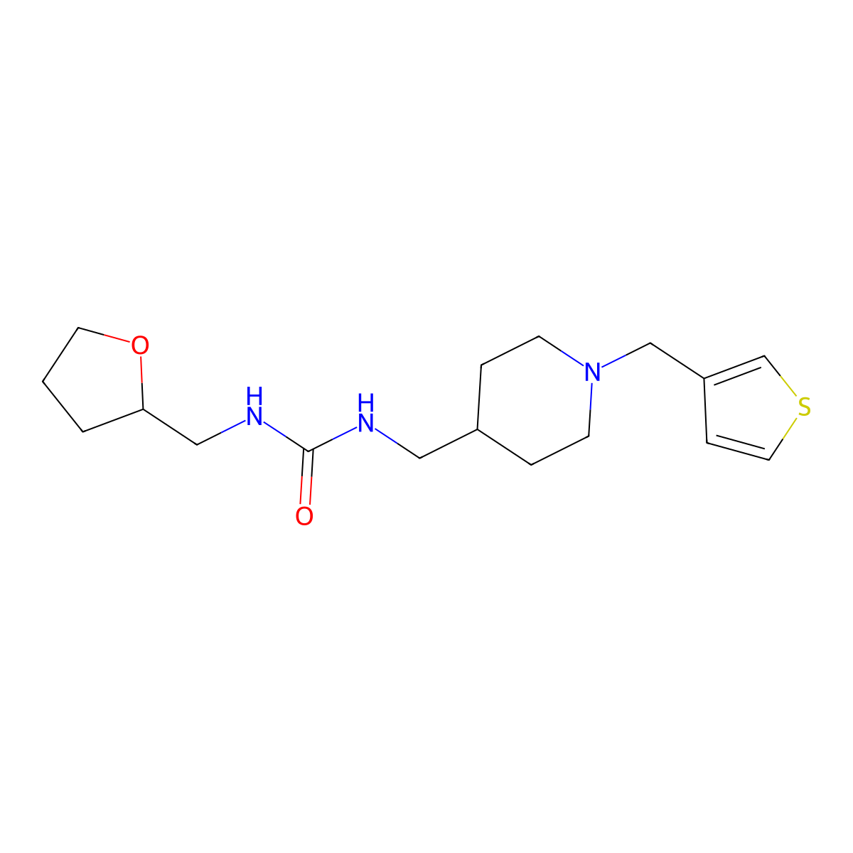 1-((Tetrahydrofuran-2-yl)methyl)-3-((1-(thiophen-3-ylmethyl)piperidin-4-yl)methyl)urea molecular structure, CAS 2034571-87-2