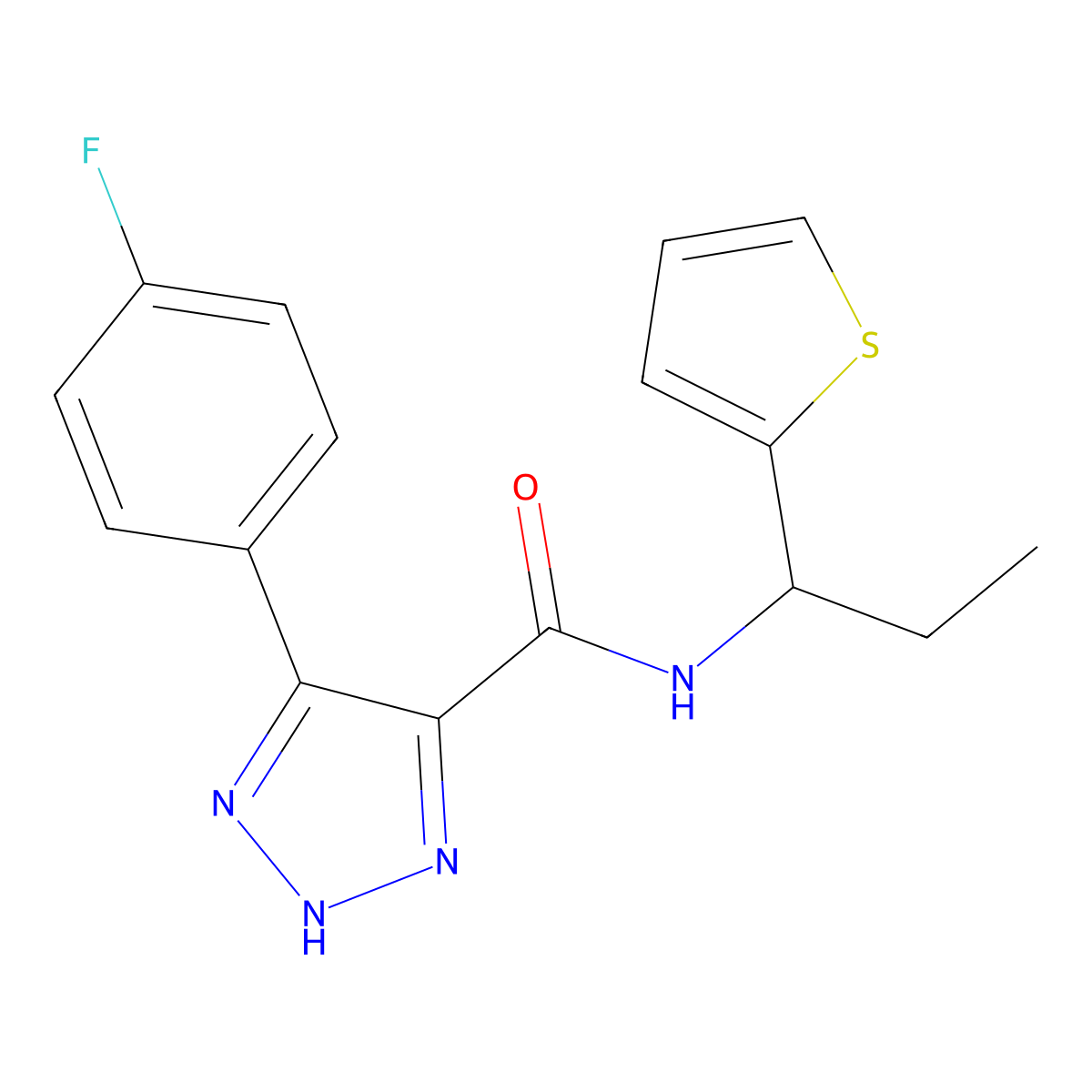 4-(4-fluorophenyl)-N-(1-(thiophen-2-yl)propyl)-1H-1,2,3-triazole-5-carboxamide molecular structure, CAS 2034571-91-8