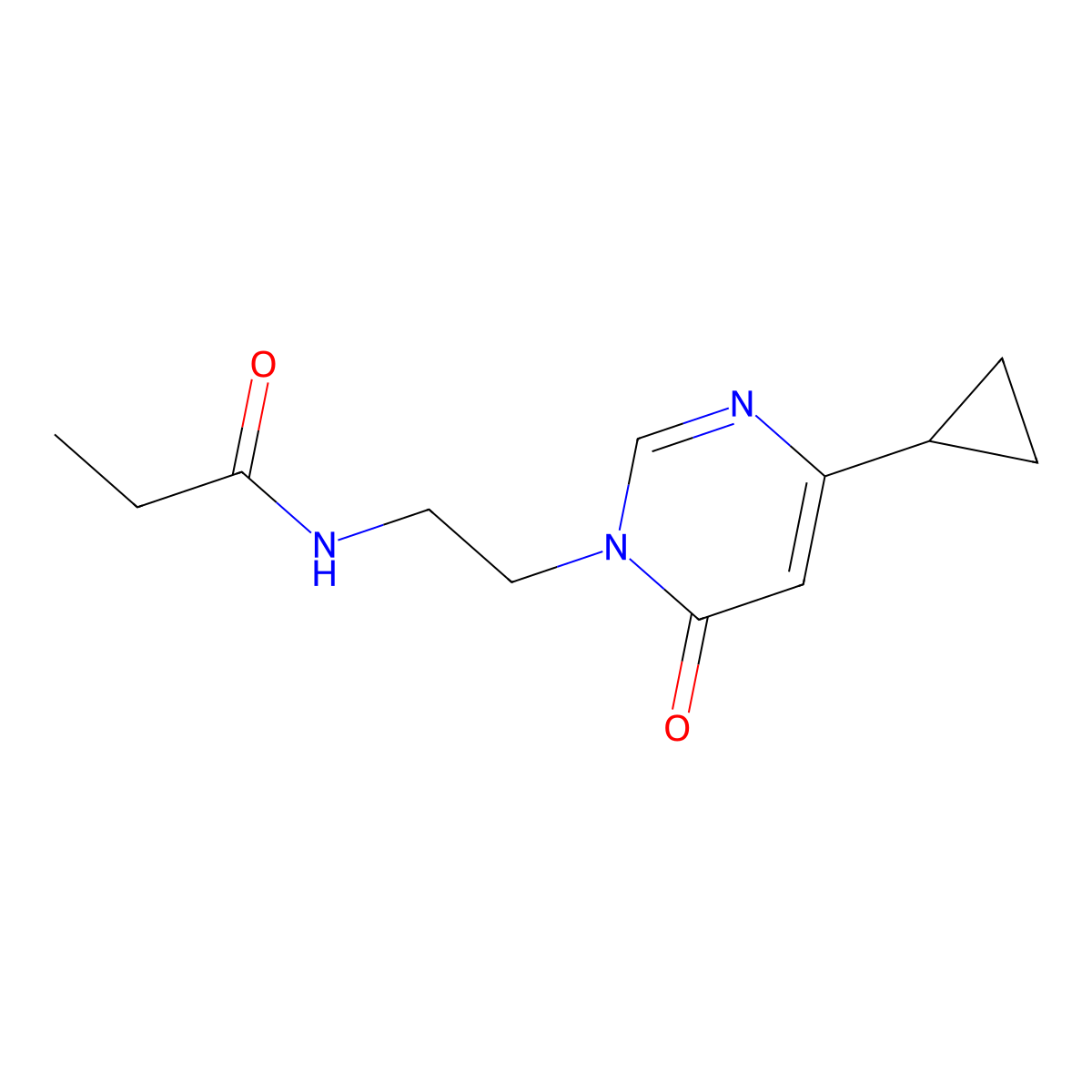 N-(2-(4-cyclopropyl-6-oxopyrimidin-1(6H)-yl)ethyl)propionamide molecular structure, CAS 2034571-95-2