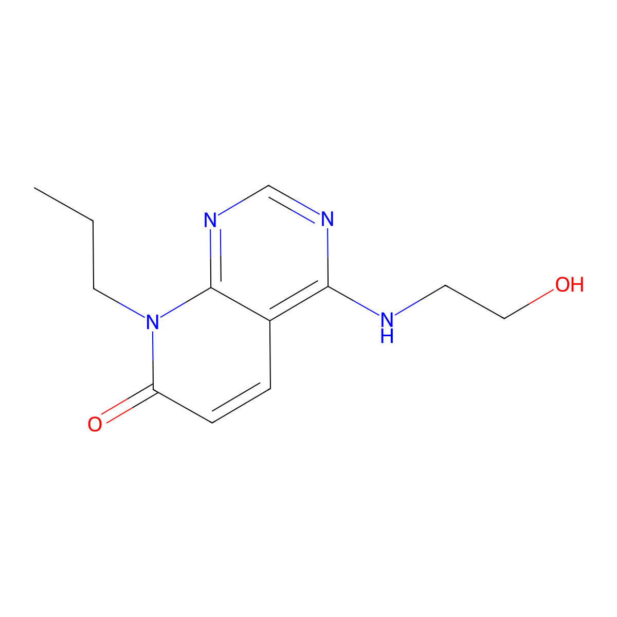 4-((2-hydroxyethyl)amino)-8-propylpyrido[2,3-d]pyrimidin-7(8H)-one molecular structure, CAS 2034572-02-4