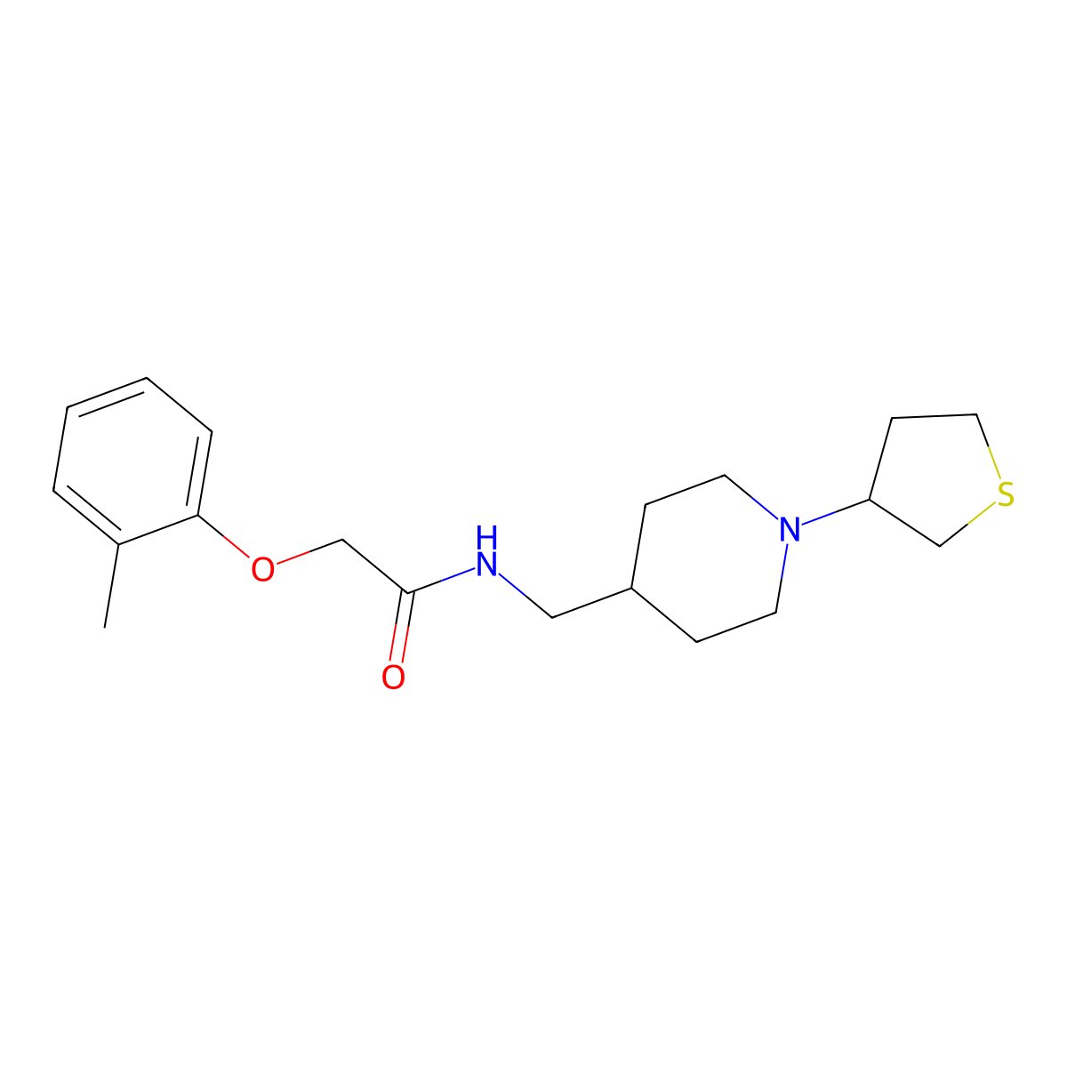 N-((1-(tetrahydrothiophen-3-yl)piperidin-4-yl)methyl)-2-(o-tolyloxy)acetamide molecular structure, CAS 2034572-10-4