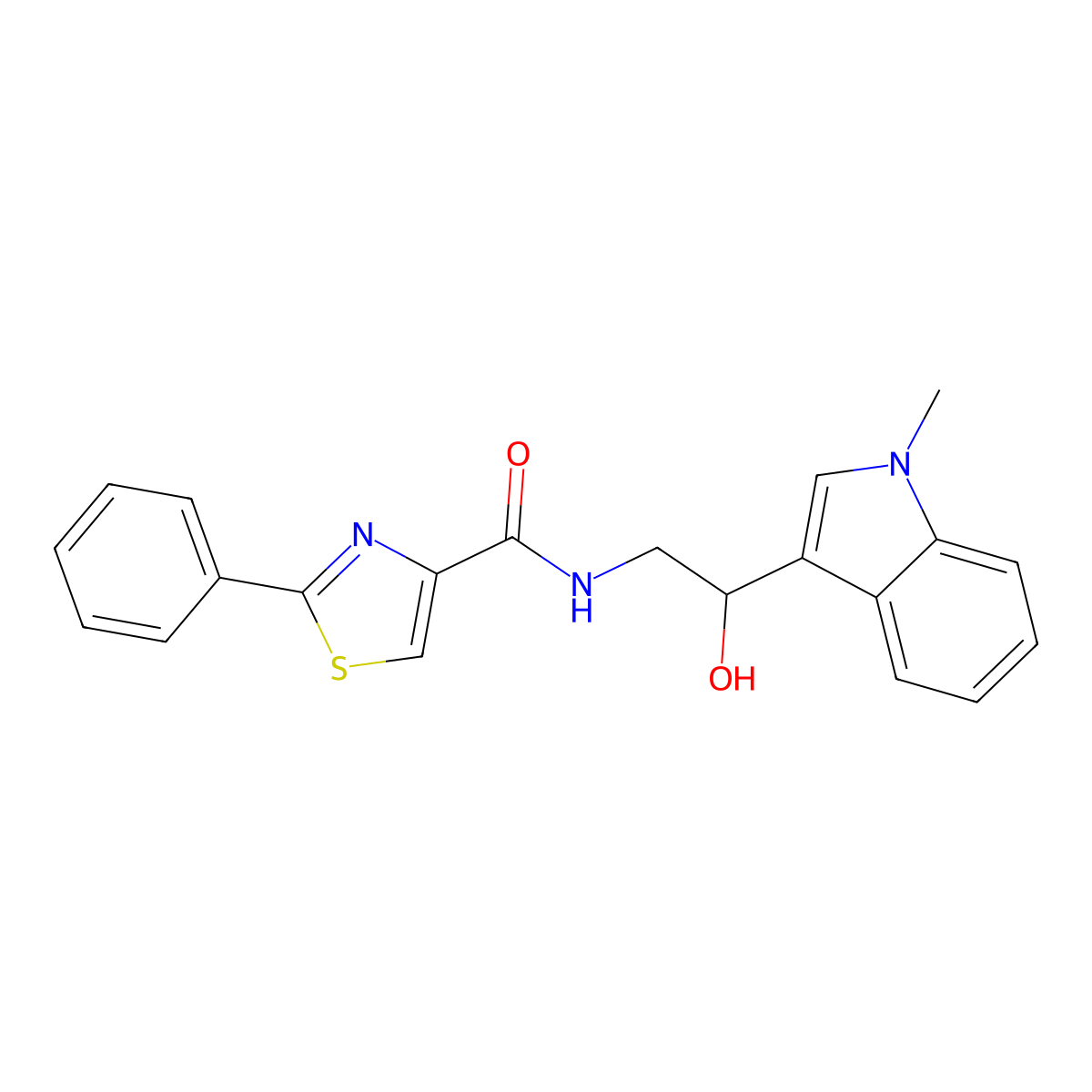 N-(2-hydroxy-2-(1-methyl-1H-indol-3-yl)ethyl)-2-phenylthiazole-4-carboxamide molecular structure, CAS 2034572-16-0