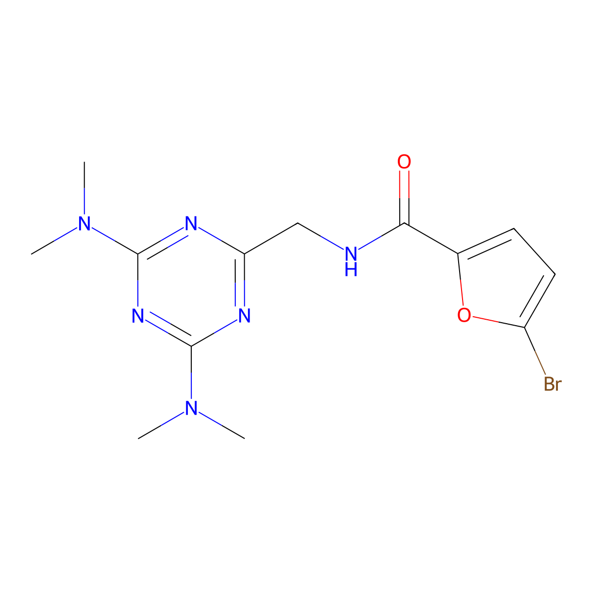 N-{[4,6-bis(dimethylamino)-1,3,5-triazin-2-yl]methyl}-5-bromofuran-2-carboxamide molecular structure, CAS 2034572-20-6
