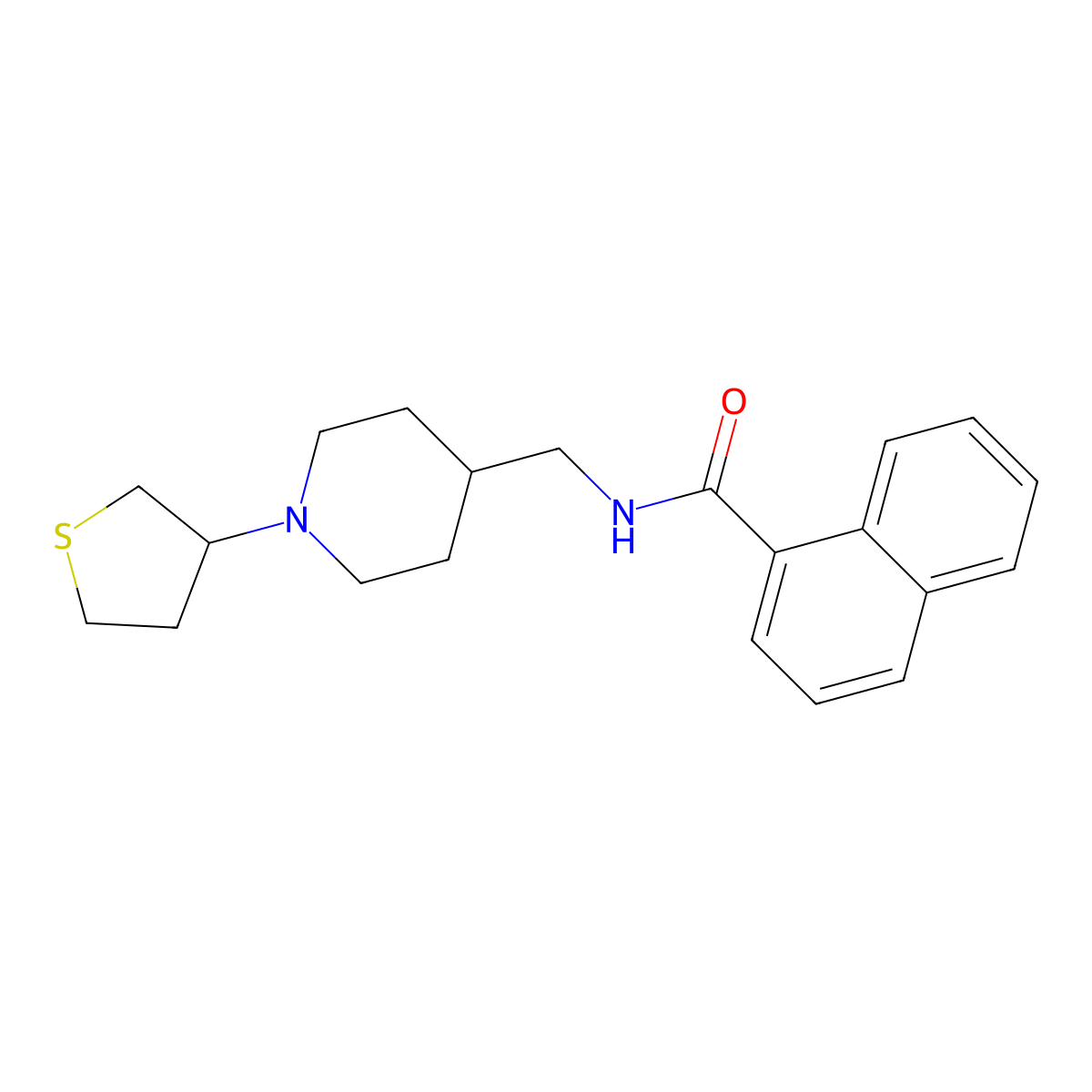 N-((1-(tetrahydrothiophen-3-yl)piperidin-4-yl)methyl)-1-naphthamide molecular structure, CAS 2034572-22-8