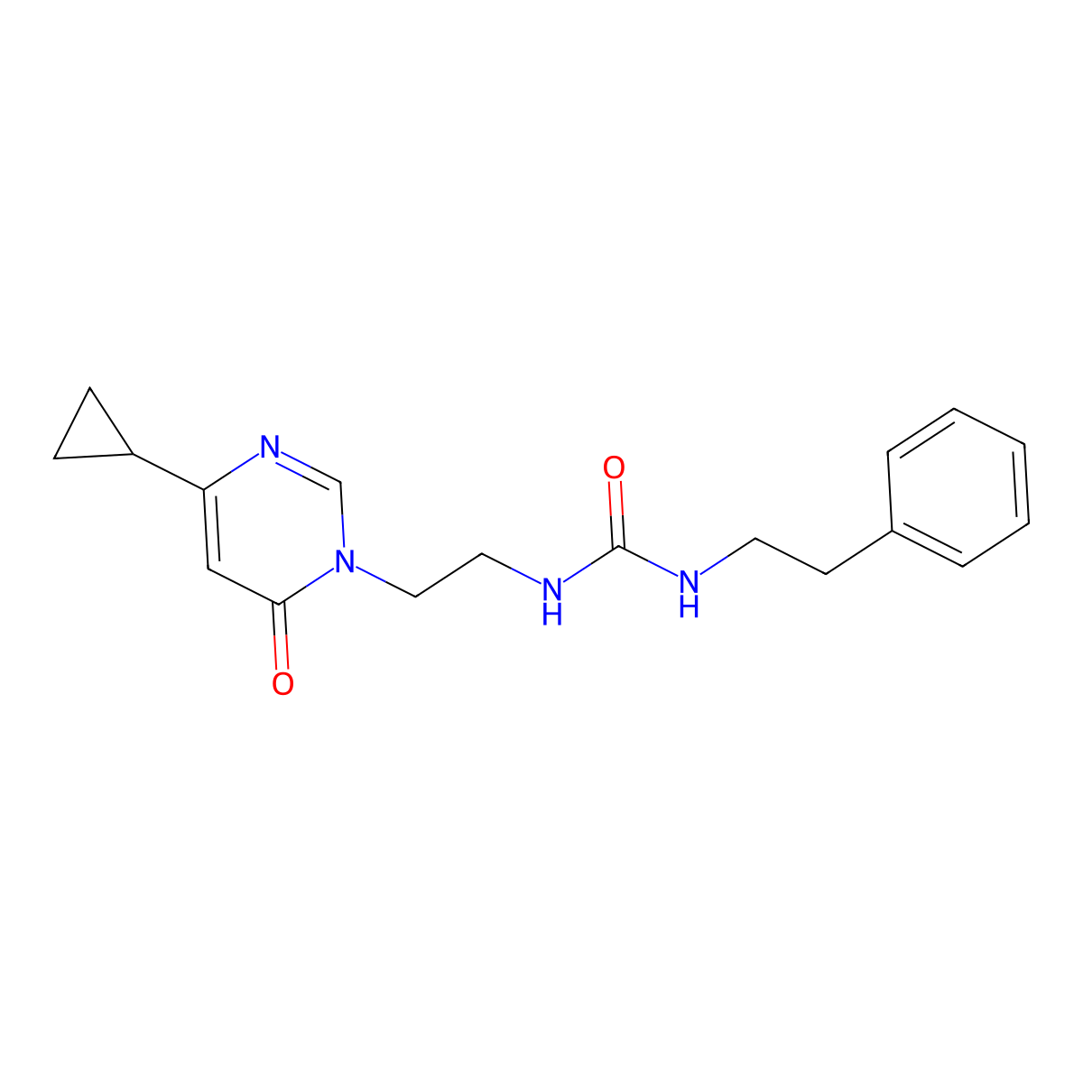 1-(2-(4-cyclopropyl-6-oxopyrimidin-1(6H)-yl)ethyl)-3-phenethylurea molecular structure, CAS 2034572-28-4