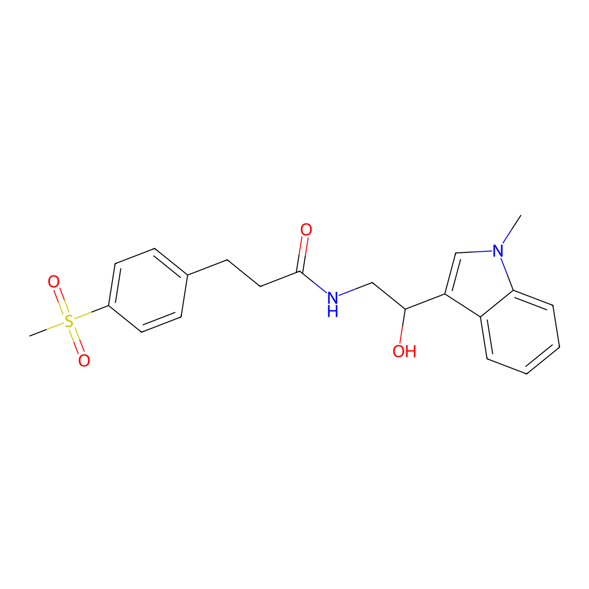N-(2-hydroxy-2-(1-methyl-1H-indol-3-yl)ethyl)-3-(4-(methylsulfonyl)phenyl)propanamide molecular structure, CAS 2034572-33-1