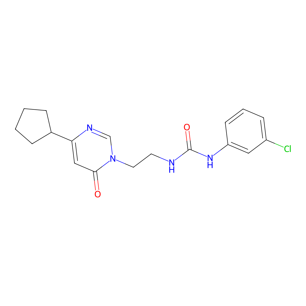 1-(3-chlorophenyl)-3-(2-(4-cyclopentyl-6-oxopyrimidin-1(6H)-yl)ethyl)urea molecular structure, CAS 2034572-34-2