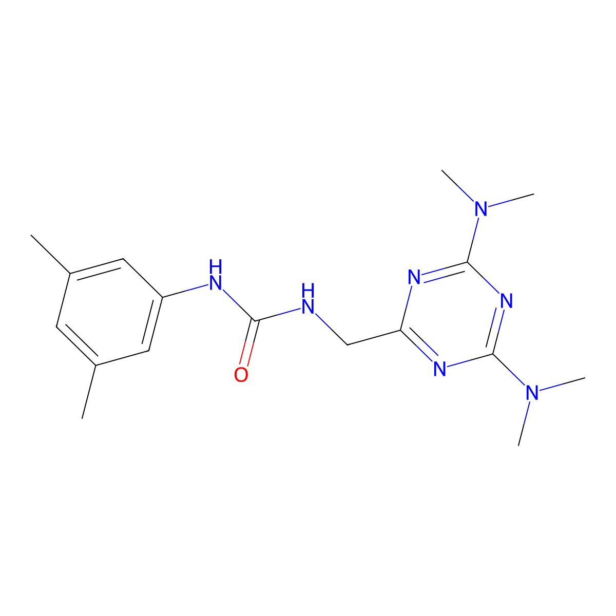3-{[4,6-Bis(dimethylamino)-1,3,5-triazin-2-yl]methyl}-1-(3,5-dimethylphenyl)urea molecular structure, CAS 2034572-39-7