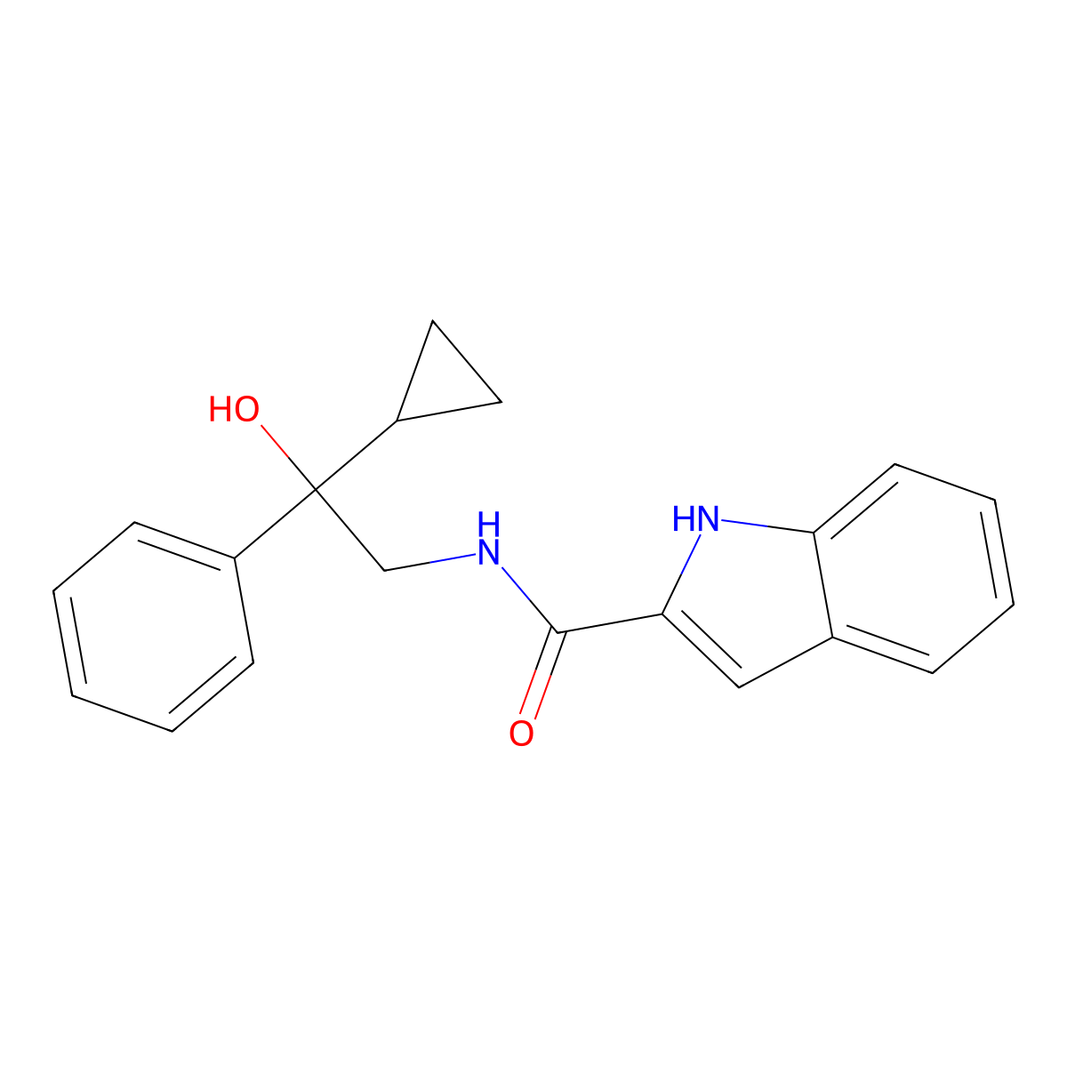 N-(2-cyclopropyl-2-hydroxy-2-phenylethyl)-1H-indole-2-carboxamide molecular structure, CAS 2034572-41-1