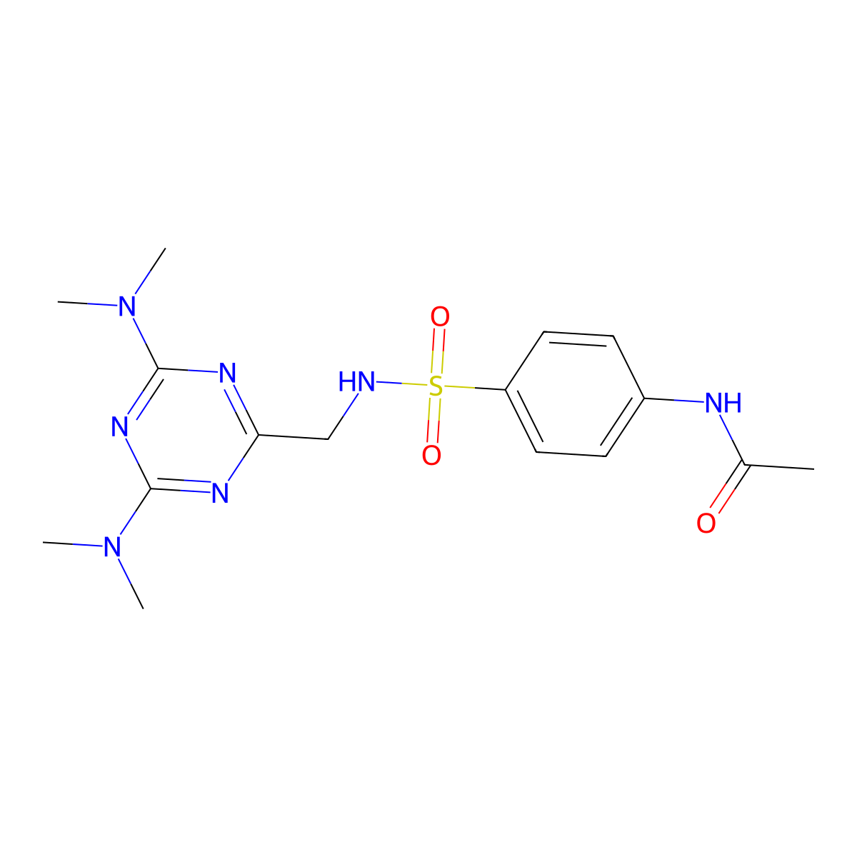N-[4-({[4,6-bis(dimethylamino)-1,3,5-triazin-2-yl]methyl}sulfamoyl)phenyl]acetamide molecular structure, CAS 2034572-46-6