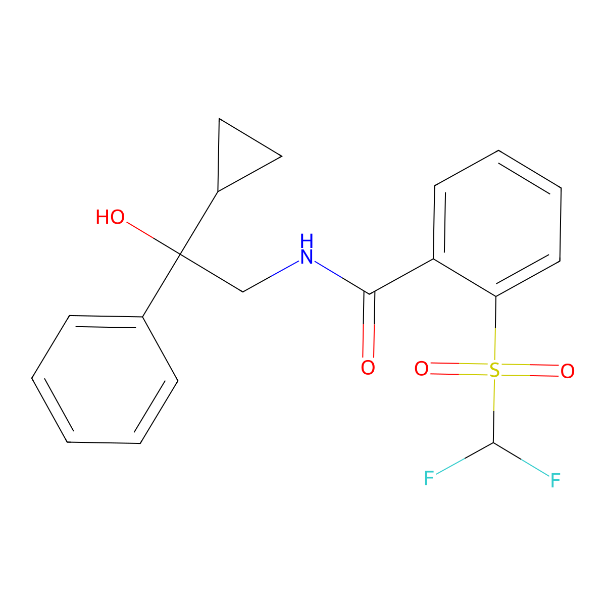 N-(2-cyclopropyl-2-hydroxy-2-phenylethyl)-2-((difluoromethyl)sulfonyl)benzamide molecular structure, CAS 2034572-47-7