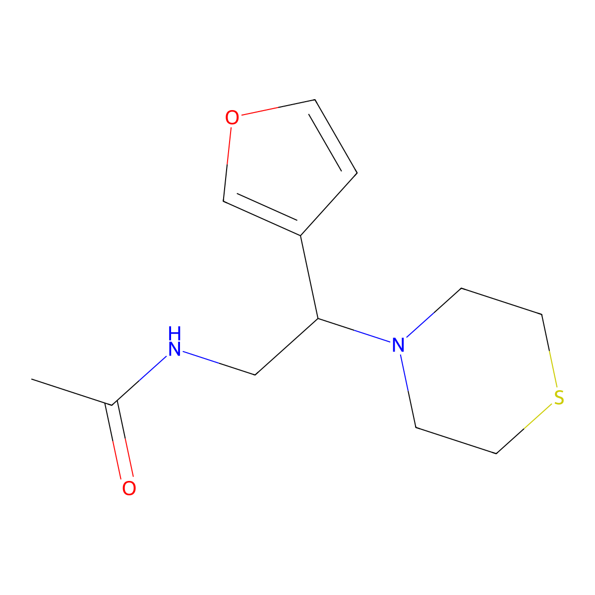 N-(2-(furan-3-yl)-2-thiomorpholinoethyl)acetamide molecular structure, CAS 2034572-50-2