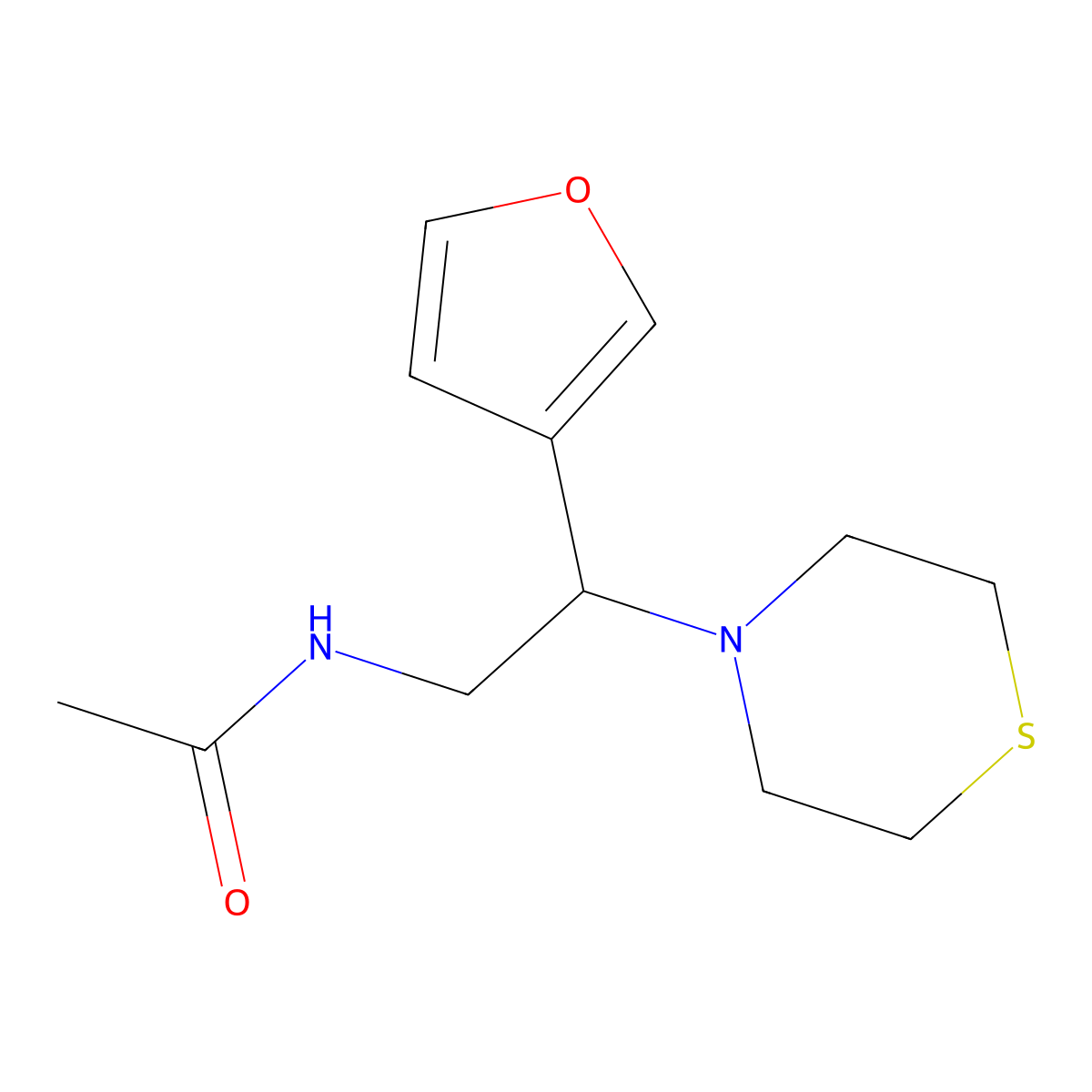 N-(2-(furan-3-yl)-2-thiomorpholinoethyl)acetamide molecular structure, CAS 2034572-50-2