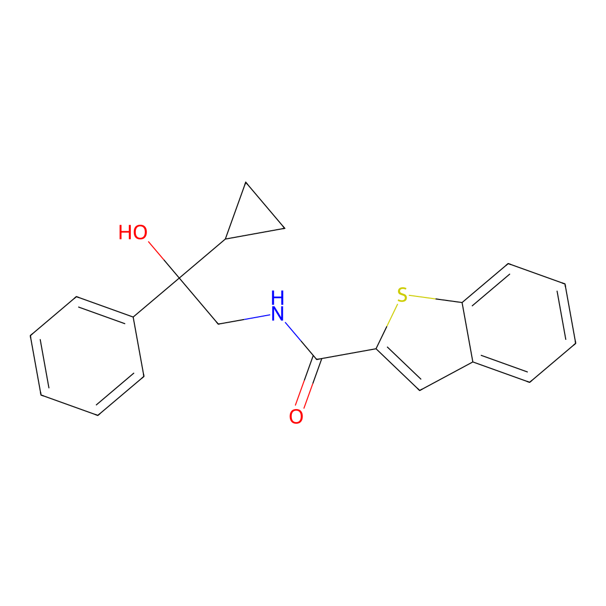 N-(2-cyclopropyl-2-hydroxy-2-phenylethyl)benzo[b]thiophene-2-carboxamide molecular structure, CAS 2034572-53-5