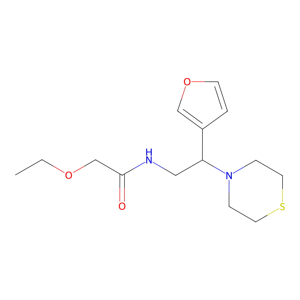 2-ethoxy-N-(2-(furan-3-yl)-2-thiomorpholinoethyl)acetamide molecular structure, CAS 2034572-55-7
