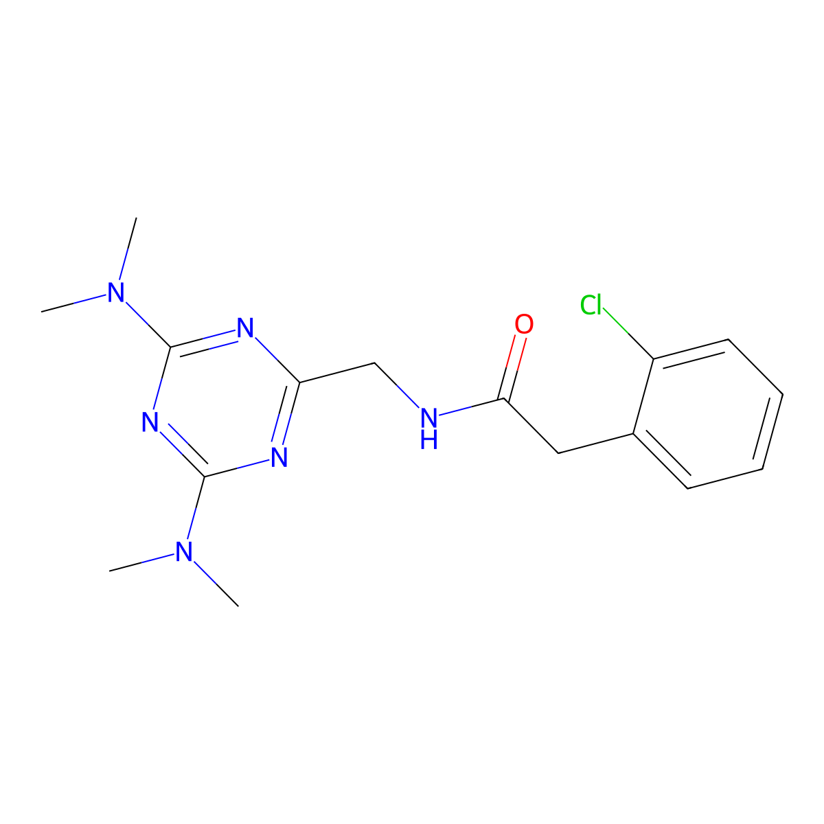 N-{[4,6-bis(dimethylamino)-1,3,5-triazin-2-yl]methyl}-2-(2-chlorophenyl)acetamide molecular structure, CAS 2034572-57-9