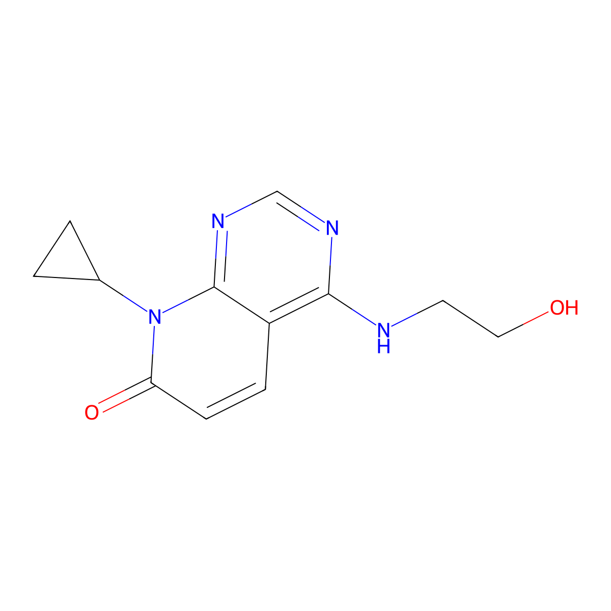 8-cyclopropyl-4-((2-hydroxyethyl)amino)pyrido[2,3-d]pyrimidin-7(8H)-one molecular structure, CAS 2034572-62-6