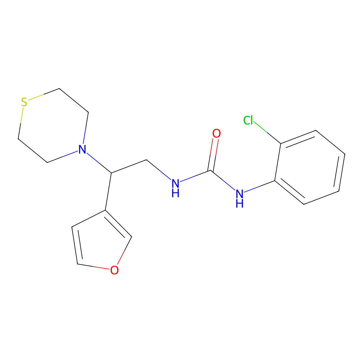 1-(2-Chlorophenyl)-3-(2-(furan-3-yl)-2-thiomorpholinoethyl)urea molecular structure, CAS 2034572-66-0