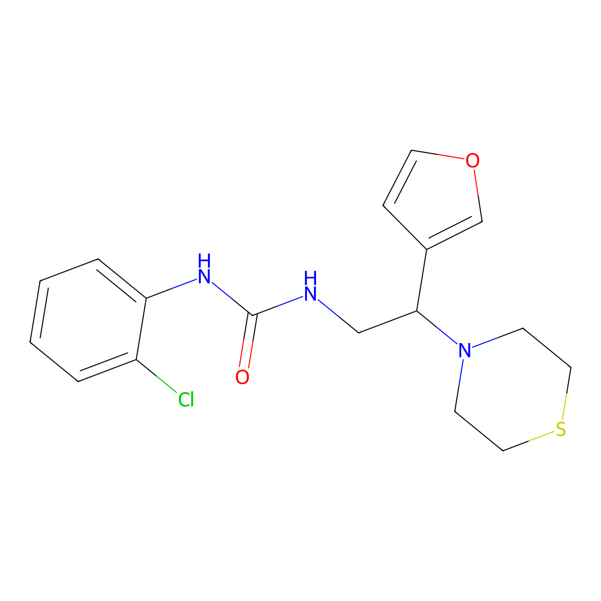 1-(2-Chlorophenyl)-3-(2-(furan-3-yl)-2-thiomorpholinoethyl)urea molecular structure, CAS 2034572-66-0
