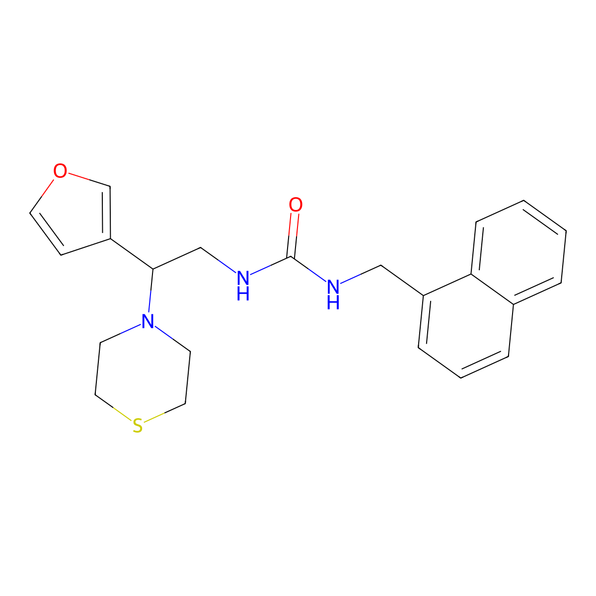 1-(2-(Furan-3-yl)-2-thiomorpholinoethyl)-3-(naphthalen-1-ylmethyl)urea molecular structure, CAS 2034572-72-8