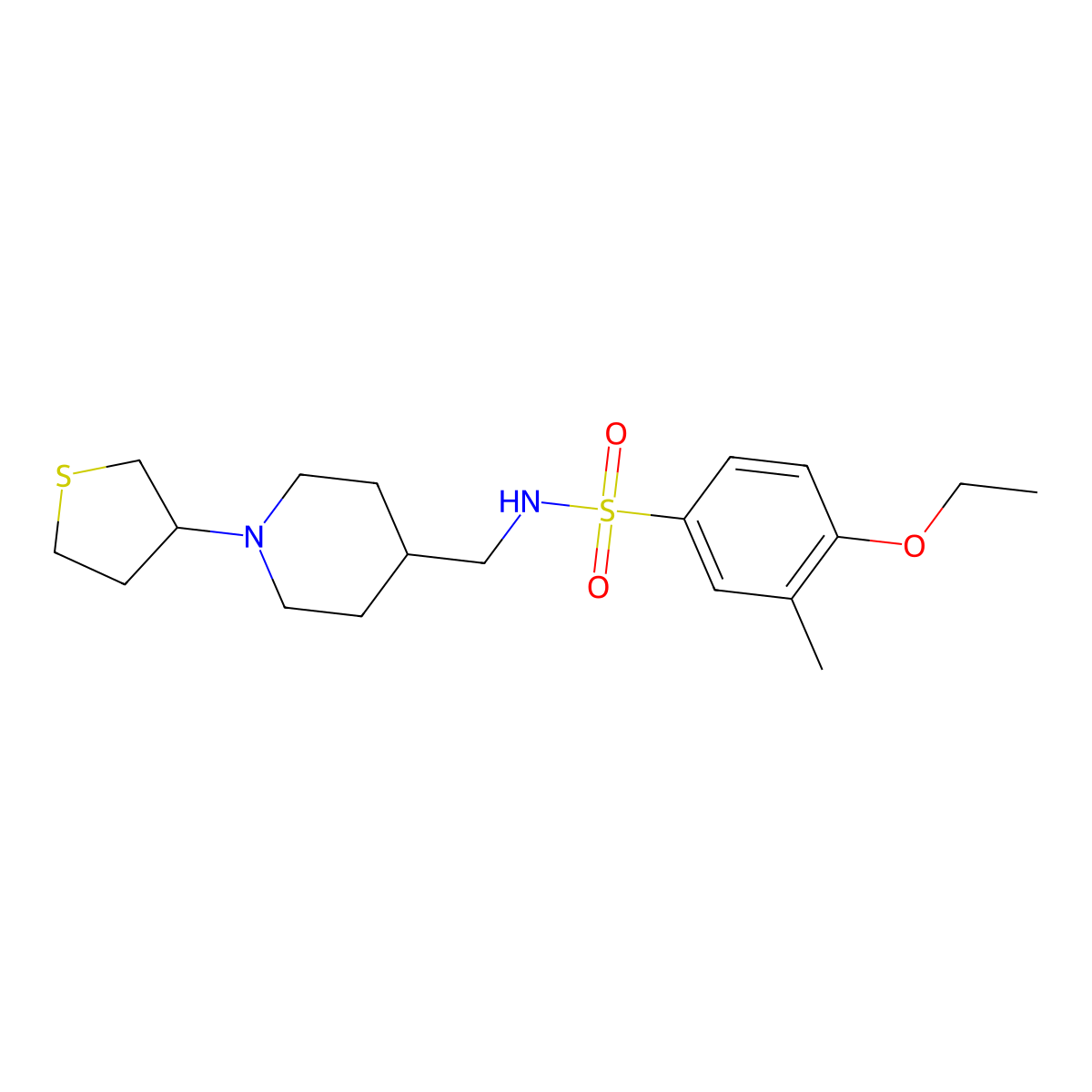 4-ethoxy-3-methyl-N-((1-(tetrahydrothiophen-3-yl)piperidin-4-yl)methyl)benzenesulfonamide molecular structure, CAS 2034572-74-0