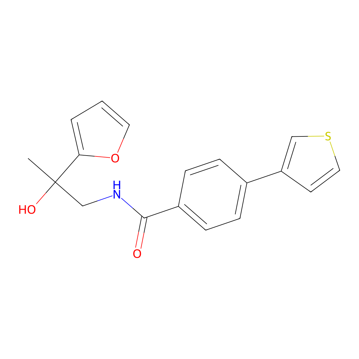 N-(2-(furan-2-yl)-2-hydroxypropyl)-4-(thiophen-3-yl)benzamide molecular structure, CAS 2034572-75-1