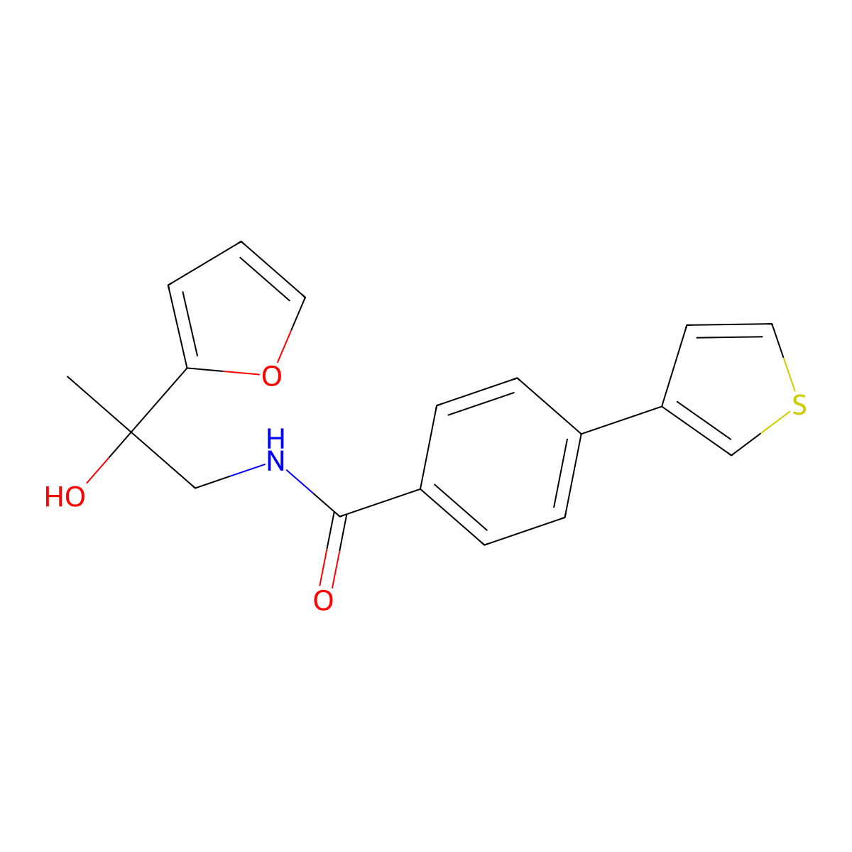 N-(2-(furan-2-yl)-2-hydroxypropyl)-4-(thiophen-3-yl)benzamide molecular structure, CAS 2034572-75-1