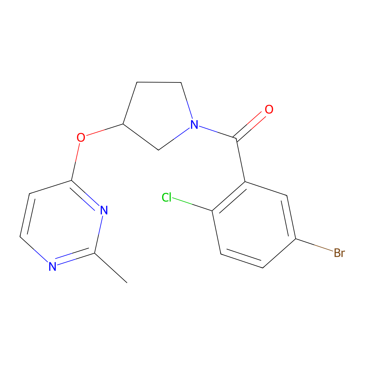 4-{[1-(5-Bromo-2-chlorobenzoyl)pyrrolidin-3-yl]oxy}-2-methylpyrimidine molecular structure, CAS 2034572-76-2
