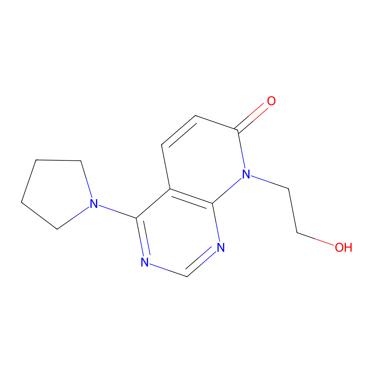 8-(2-hydroxyethyl)-4-(pyrrolidin-1-yl)pyrido[2,3-d]pyrimidin-7(8H)-one molecular structure, CAS 2034572-81-9
