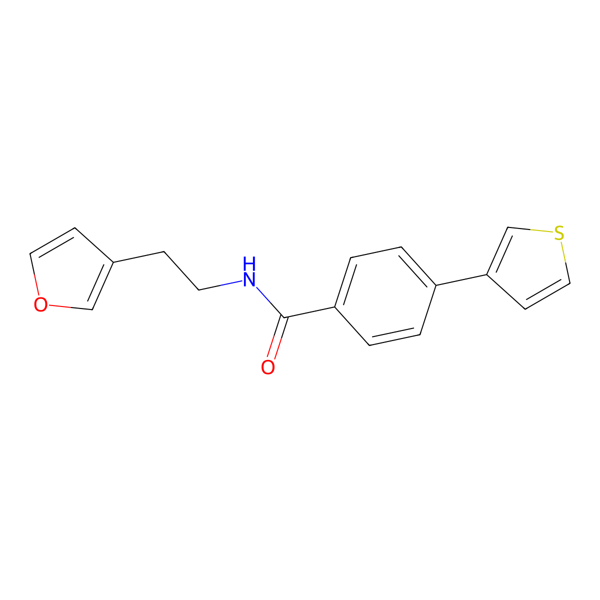 N-(2-(furan-3-yl)ethyl)-4-(thiophen-3-yl)benzamide molecular structure, CAS 2034572-82-0
