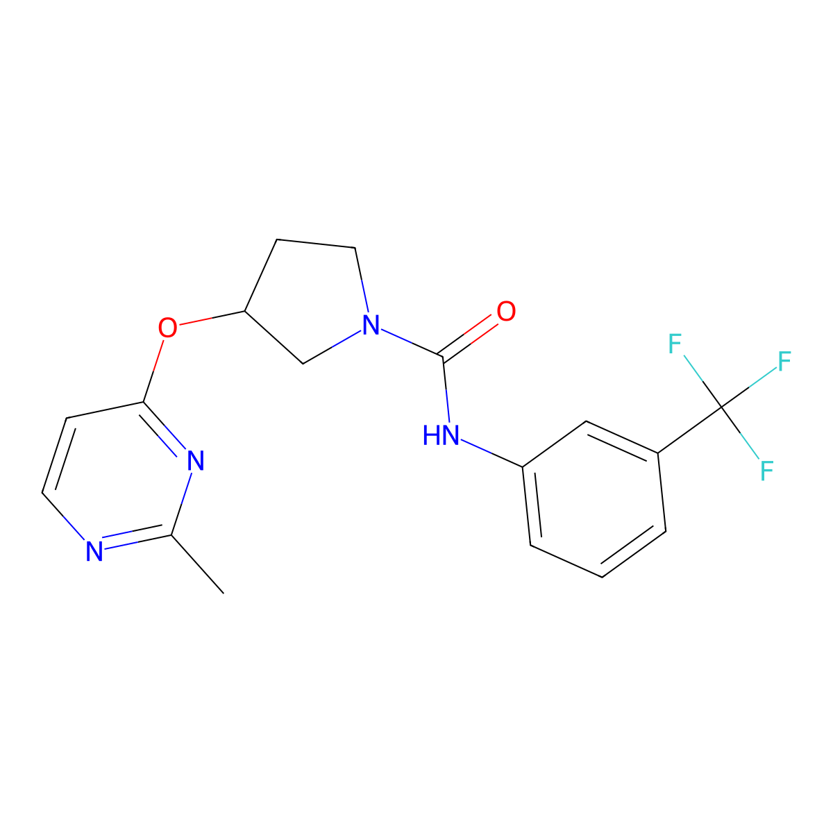 3-[(2-methylpyrimidin-4-yl)oxy]-N-[3-(trifluoromethyl)phenyl]pyrrolidine-1-carboxamide molecular structure, CAS 2034572-88-6