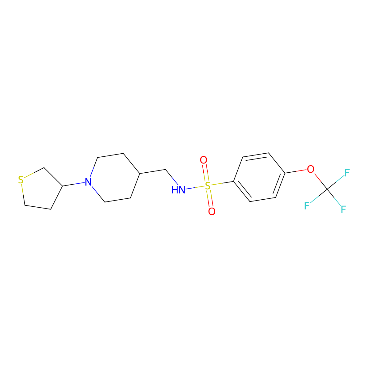N-((1-(tetrahydrothiophen-3-yl)piperidin-4-yl)methyl)-4-(trifluoromethoxy)benzenesulfonamide molecular structure, CAS 2034572-89-7