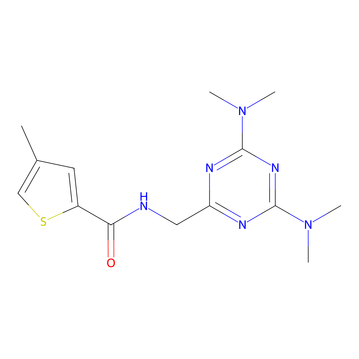 N-((4,6-bis(dimethylamino)-1,3,5-triazin-2-yl)methyl)-4-methylthiophene-2-carboxamide molecular structure, CAS 2034572-92-2