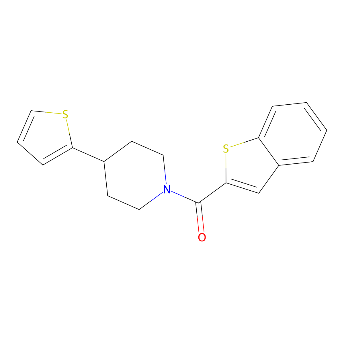 Benzo[b]thiophen-2-yl(4-(thiophen-2-yl)piperidin-1-yl)methanone molecular structure, CAS 2034572-96-6