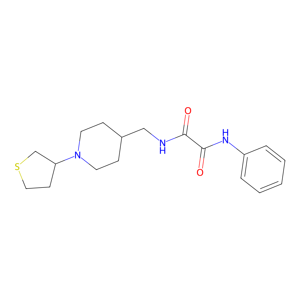 N1-phenyl-N2-((1-(tetrahydrothiophen-3-yl)piperidin-4-yl)methyl)oxalamide molecular structure, CAS 2034573-00-5