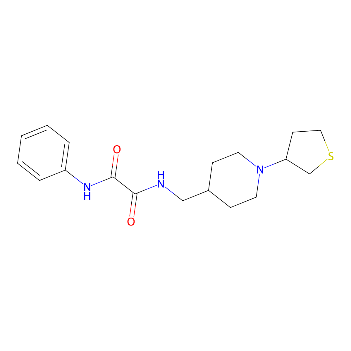 N1-phenyl-N2-((1-(tetrahydrothiophen-3-yl)piperidin-4-yl)methyl)oxalamide molecular structure, CAS 2034573-00-5