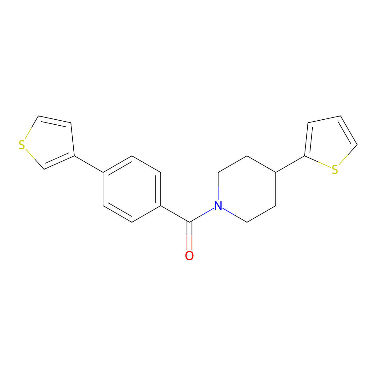 (4-(Thiophen-2-yl)piperidin-1-yl)(4-(thiophen-3-yl)phenyl)methanone molecular structure, CAS 2034573-01-6