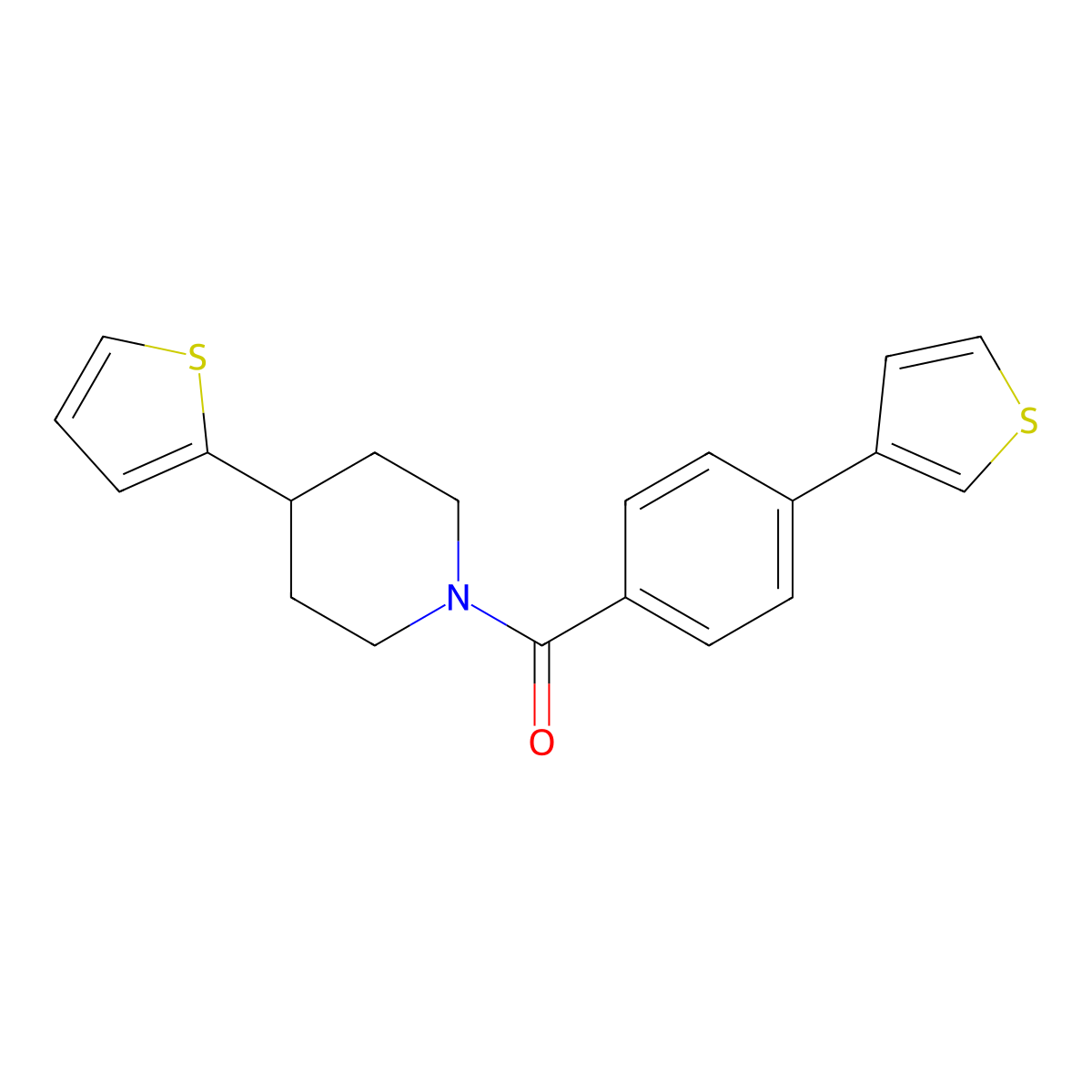 (4-(Thiophen-2-yl)piperidin-1-yl)(4-(thiophen-3-yl)phenyl)methanone molecular structure, CAS 2034573-01-6
