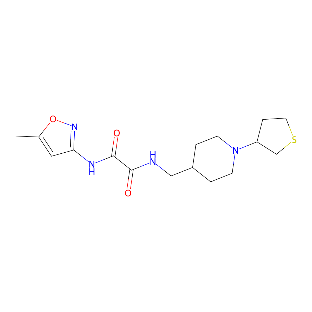 N1-(5-methylisoxazol-3-yl)-N2-((1-(tetrahydrothiophen-3-yl)piperidin-4-yl)methyl)oxalamide molecular structure, CAS 2034573-04-9