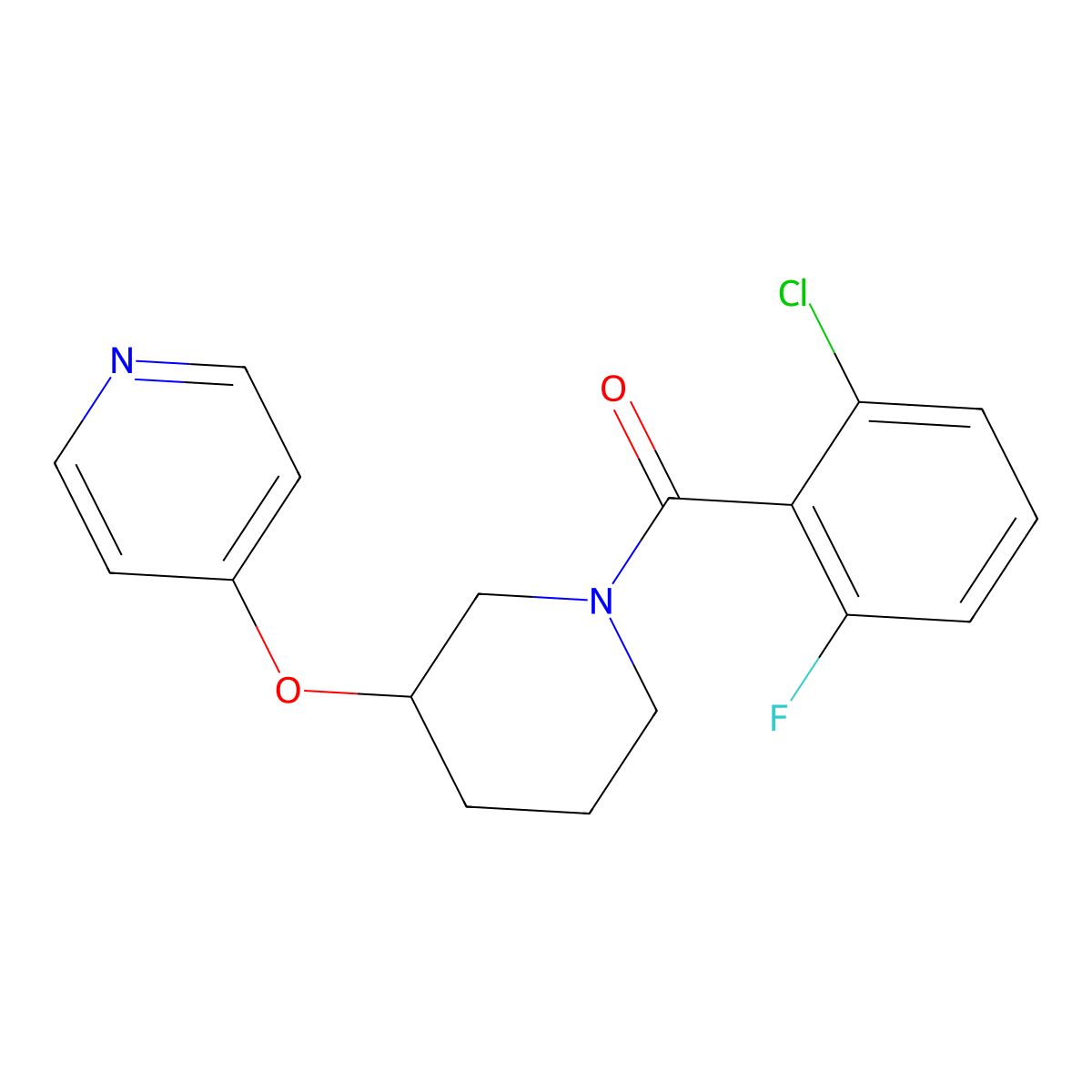 (2-Chloro-6-fluorophenyl)(3-(pyridin-4-yloxy)piperidin-1-yl)methanone molecular structure, CAS 2034573-05-0