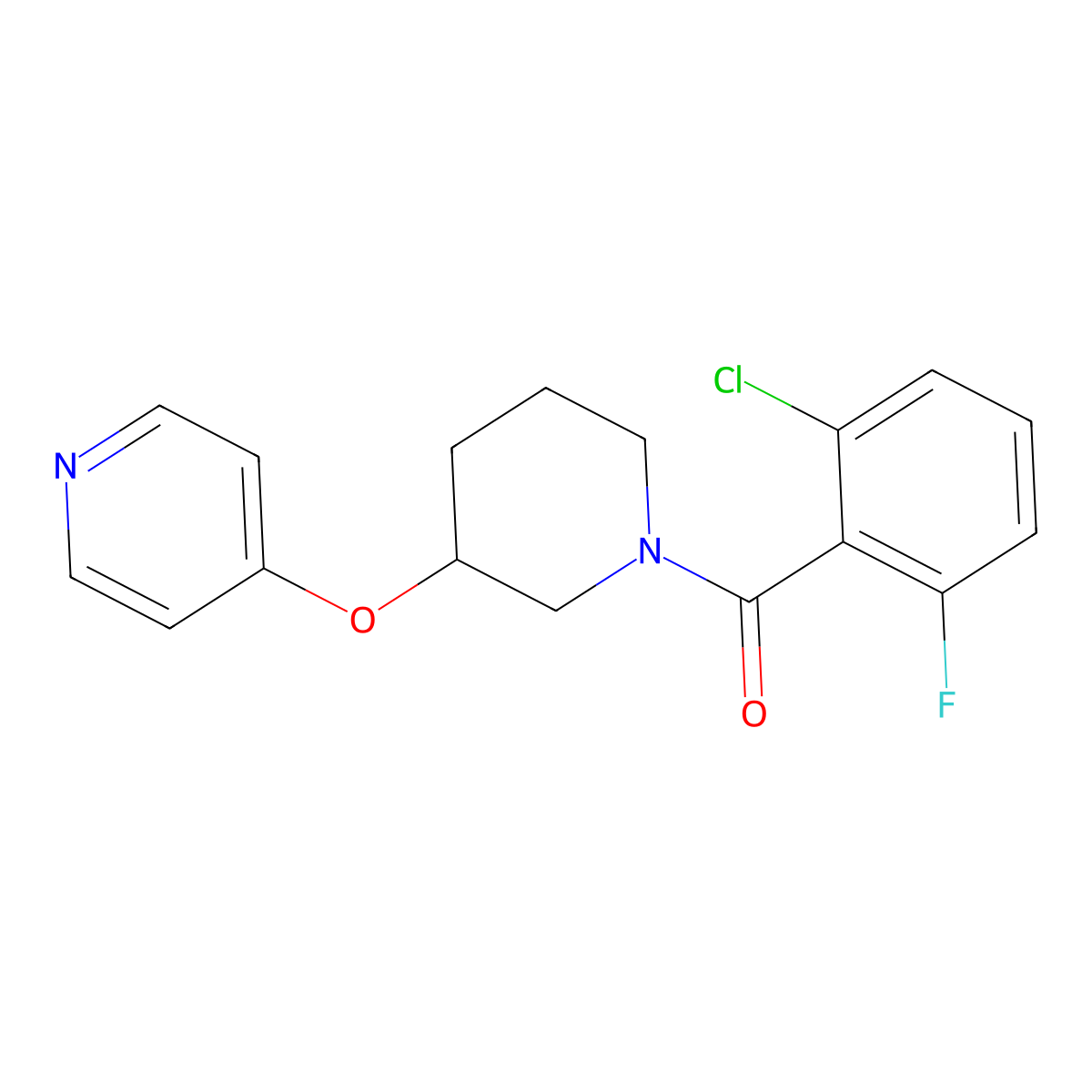 (2-Chloro-6-fluorophenyl)(3-(pyridin-4-yloxy)piperidin-1-yl)methanone molecular structure, CAS 2034573-05-0