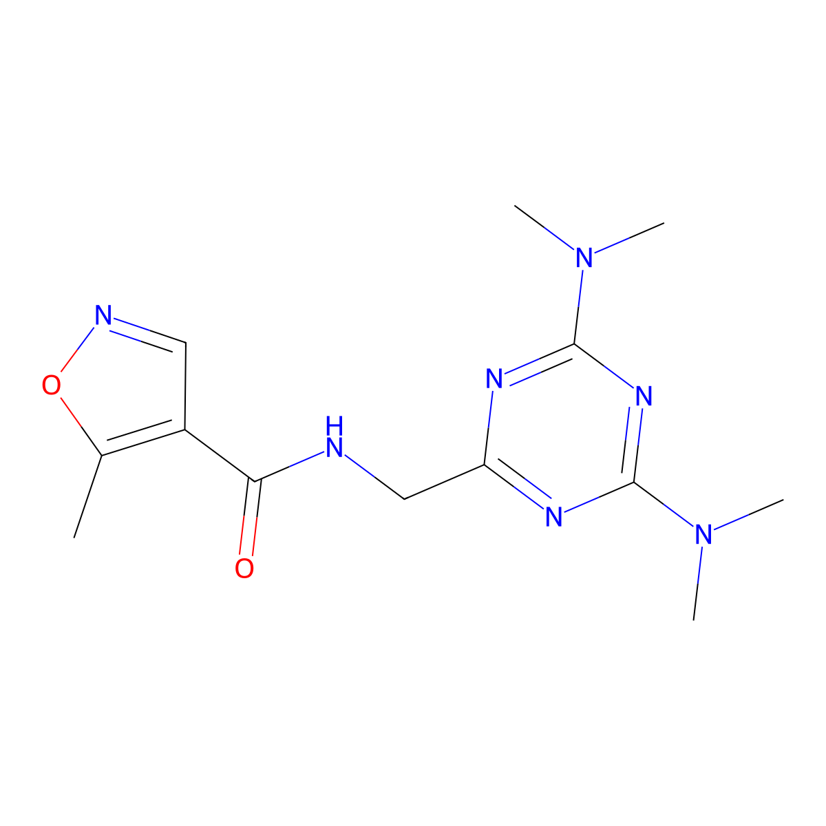 N-((4,6-bis(dimethylamino)-1,3,5-triazin-2-yl)methyl)-5-methylisoxazole-4-carboxamide molecular structure, CAS 2034573-06-1