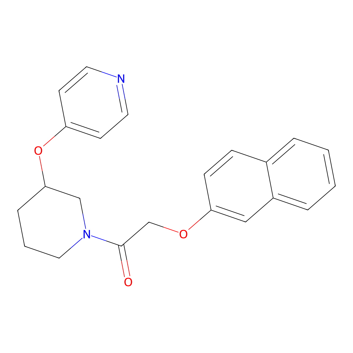 2-(Naphthalen-2-yloxy)-1-(3-(pyridin-4-yloxy)piperidin-1-yl)ethanone molecular structure, CAS 2034573-10-7
