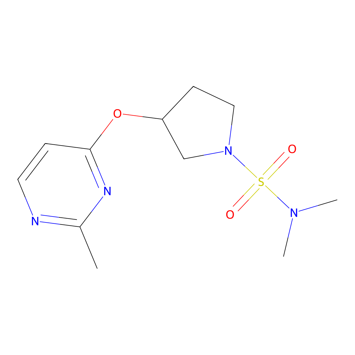 N,N-dimethyl-3-[(2-methylpyrimidin-4-yl)oxy]pyrrolidine-1-sulfonamide molecular structure, CAS 2034573-20-9