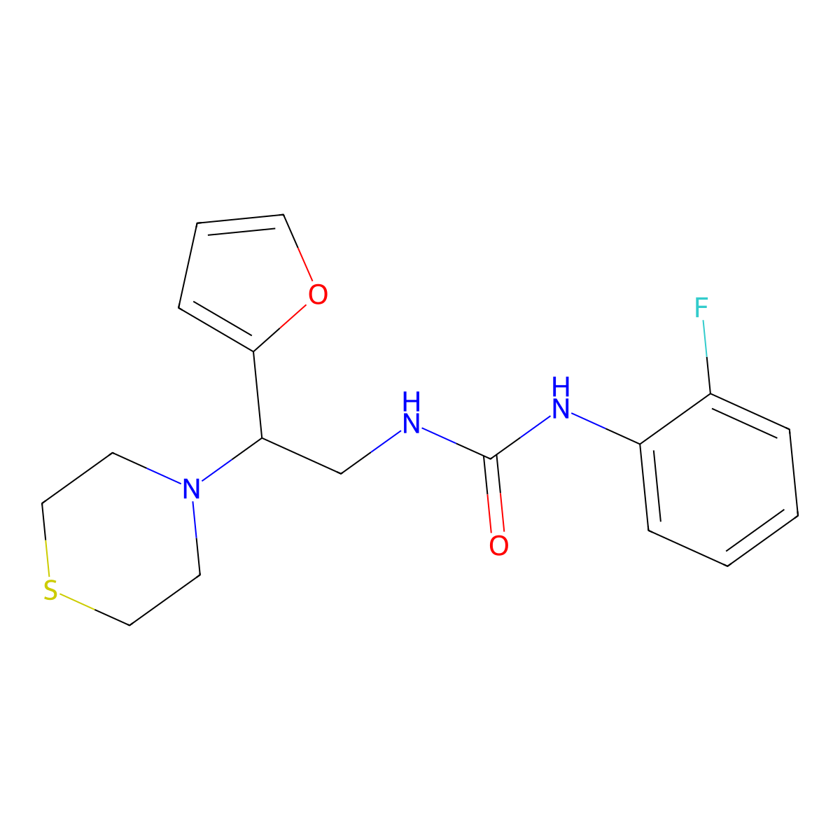 1-(2-Fluorophenyl)-3-(2-(furan-2-yl)-2-thiomorpholinoethyl)urea molecular structure, CAS 2034573-26-5