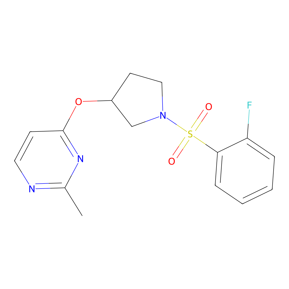 4-{[1-(2-Fluorobenzenesulfonyl)pyrrolidin-3-yl]oxy}-2-methylpyrimidine molecular structure, CAS 2034573-30-1