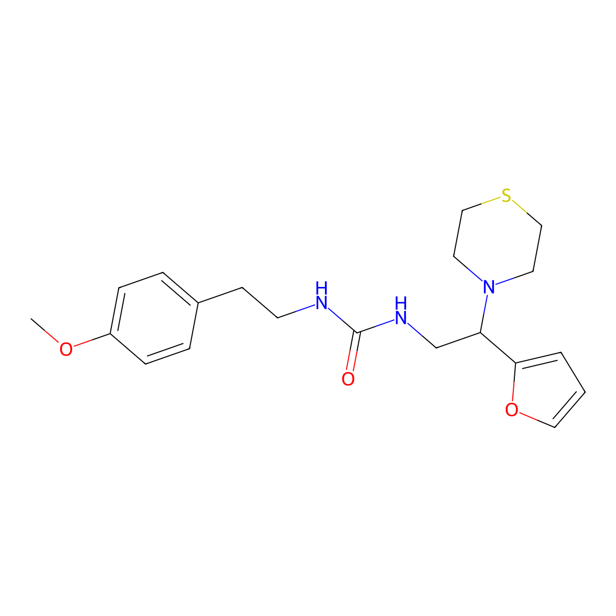 1-(2-(Furan-2-yl)-2-thiomorpholinoethyl)-3-(4-methoxyphenethyl)urea molecular structure, CAS 2034573-35-6