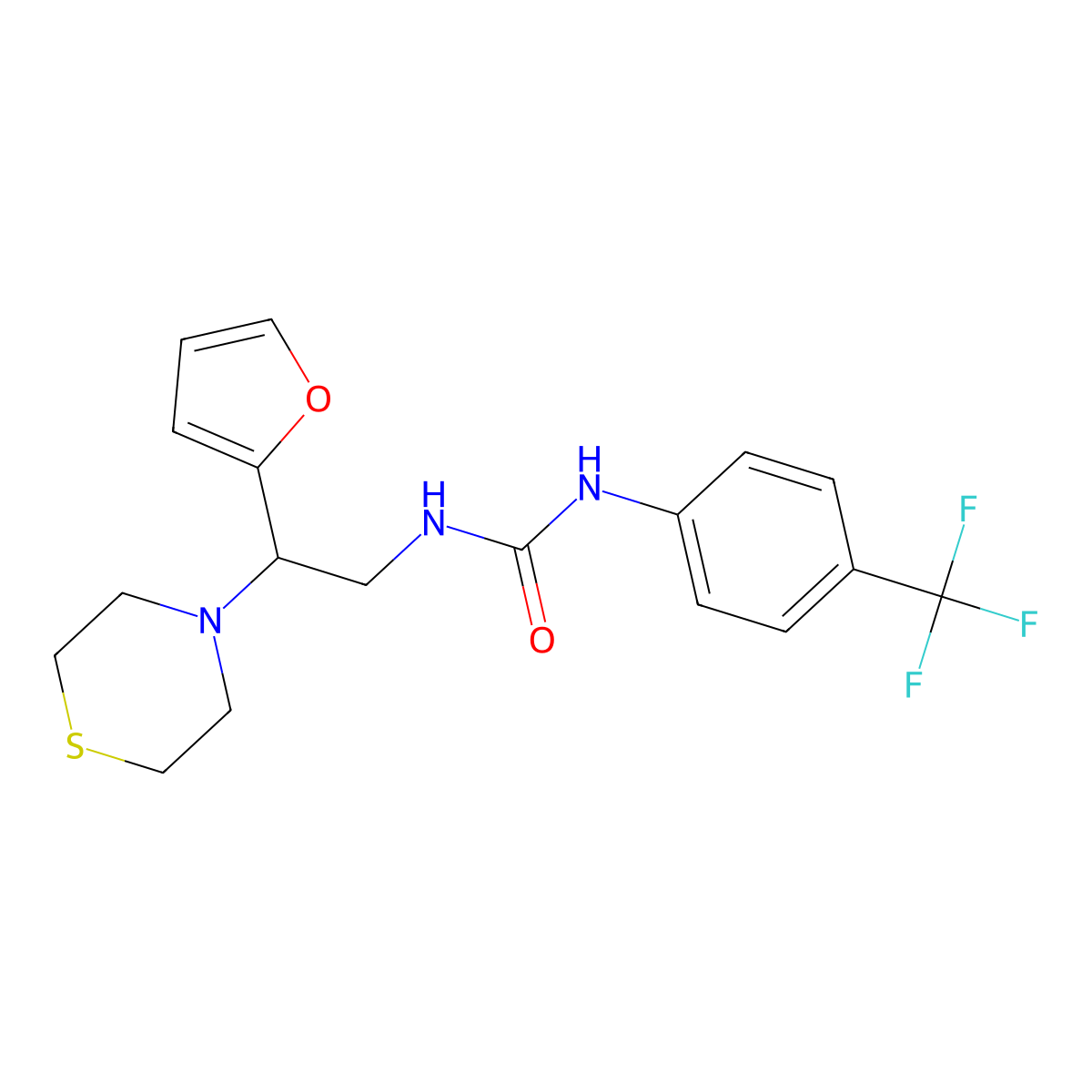 1-(2-(Furan-2-yl)-2-thiomorpholinoethyl)-3-(4-(trifluoromethyl)phenyl)urea molecular structure, CAS 2034573-39-0
